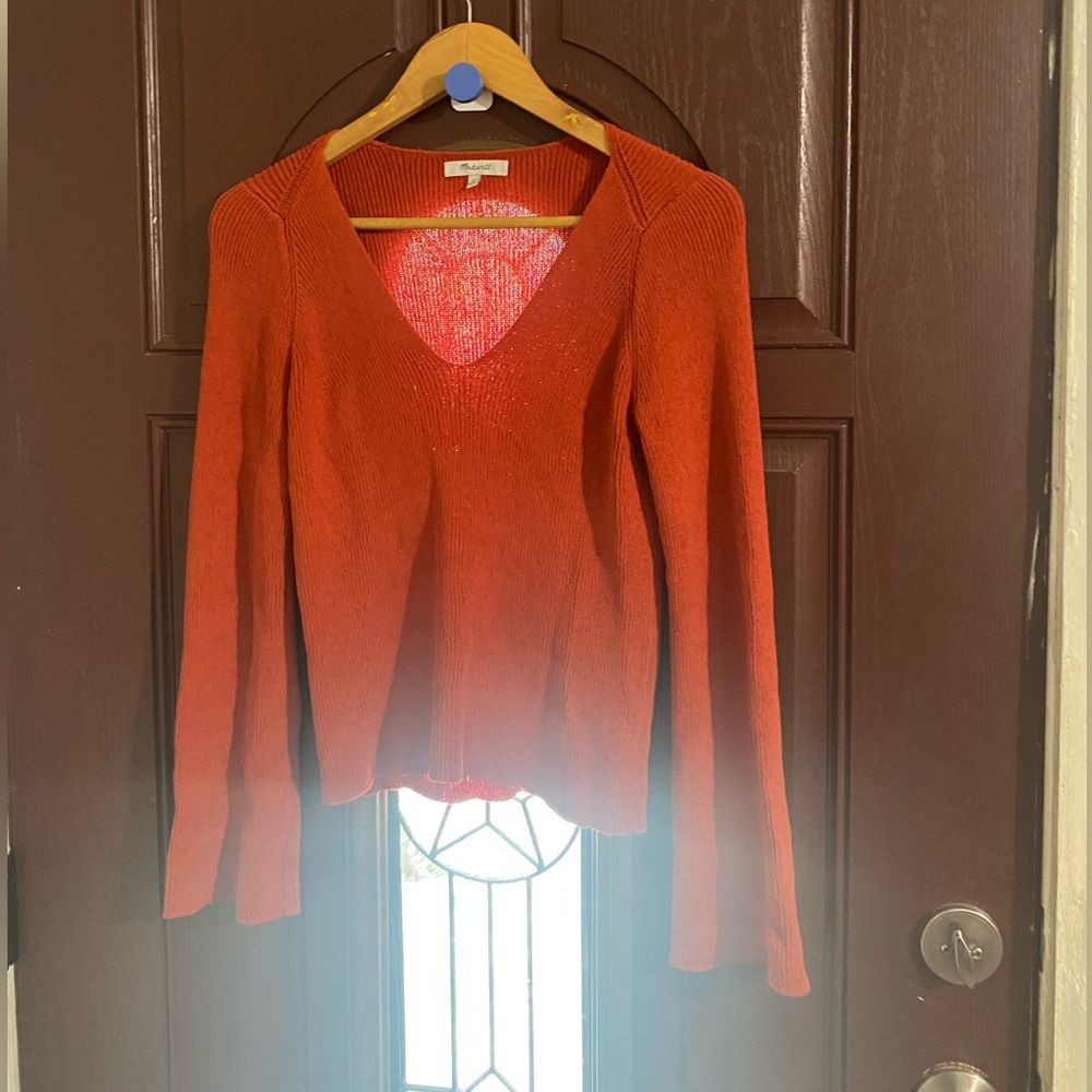 Madewell V-Neck Knit Sweater - Rust